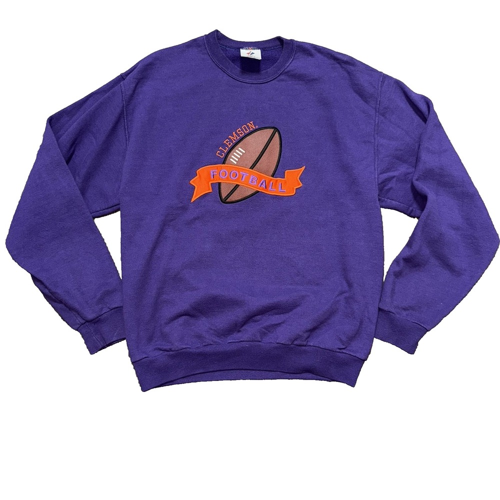 Jerzee Clemson Tigers Purple Crewneck Sweatshirt Men's Size Medium Football VTG
